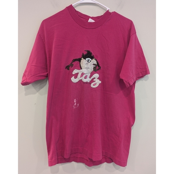 Vintage Warner Brothers 1995 Tasmanian Devil Applique T-shirt Size Large - Picture 1 of 7